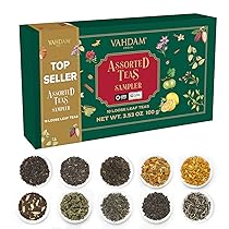 VAHDAM, Assortimento di Tè Sfuso (10 Tè) | Scatola per Infusi di con Nero, Verde, Oolong, Chai e Bianco | Confezioni Regalo Di Di per Donne e Uomini