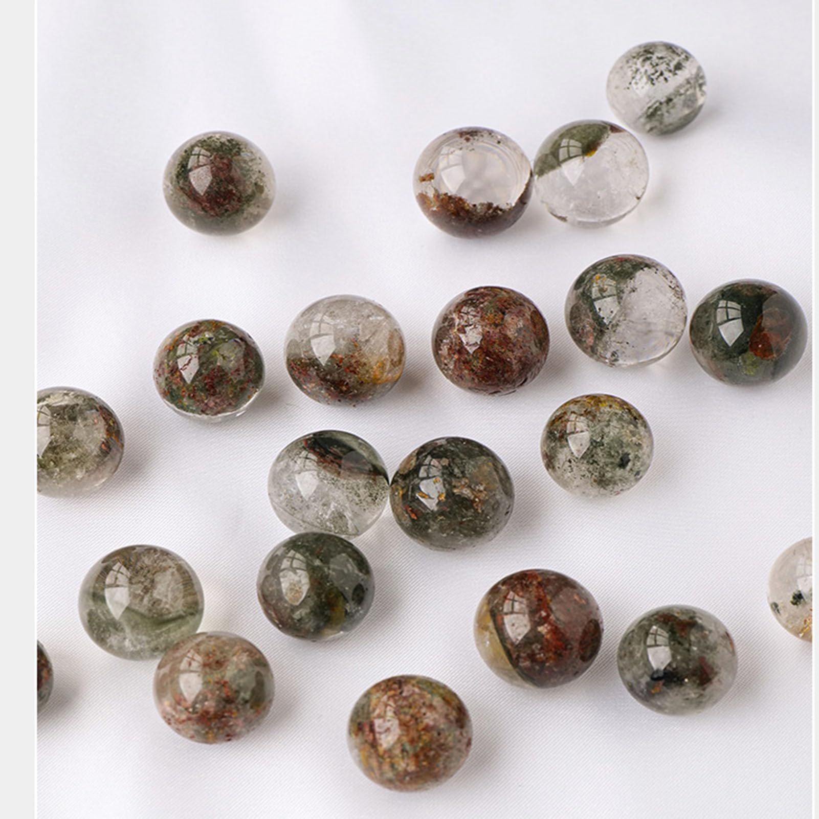 Sphère de Cristal fantôme Vert Naturel 18-20 mm, Boule de Pierres précieuses de guérison pour la prospérité, la Croissance de carrière, la méditation, Le Feng Shui, l'équilibrage