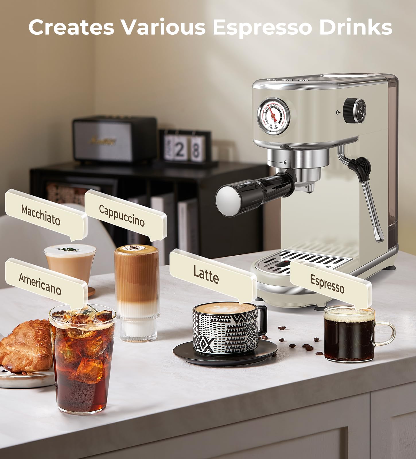 atatix Espresso Machine with Milk Frother, 20 Bar Pressure Espresso Maker view 2