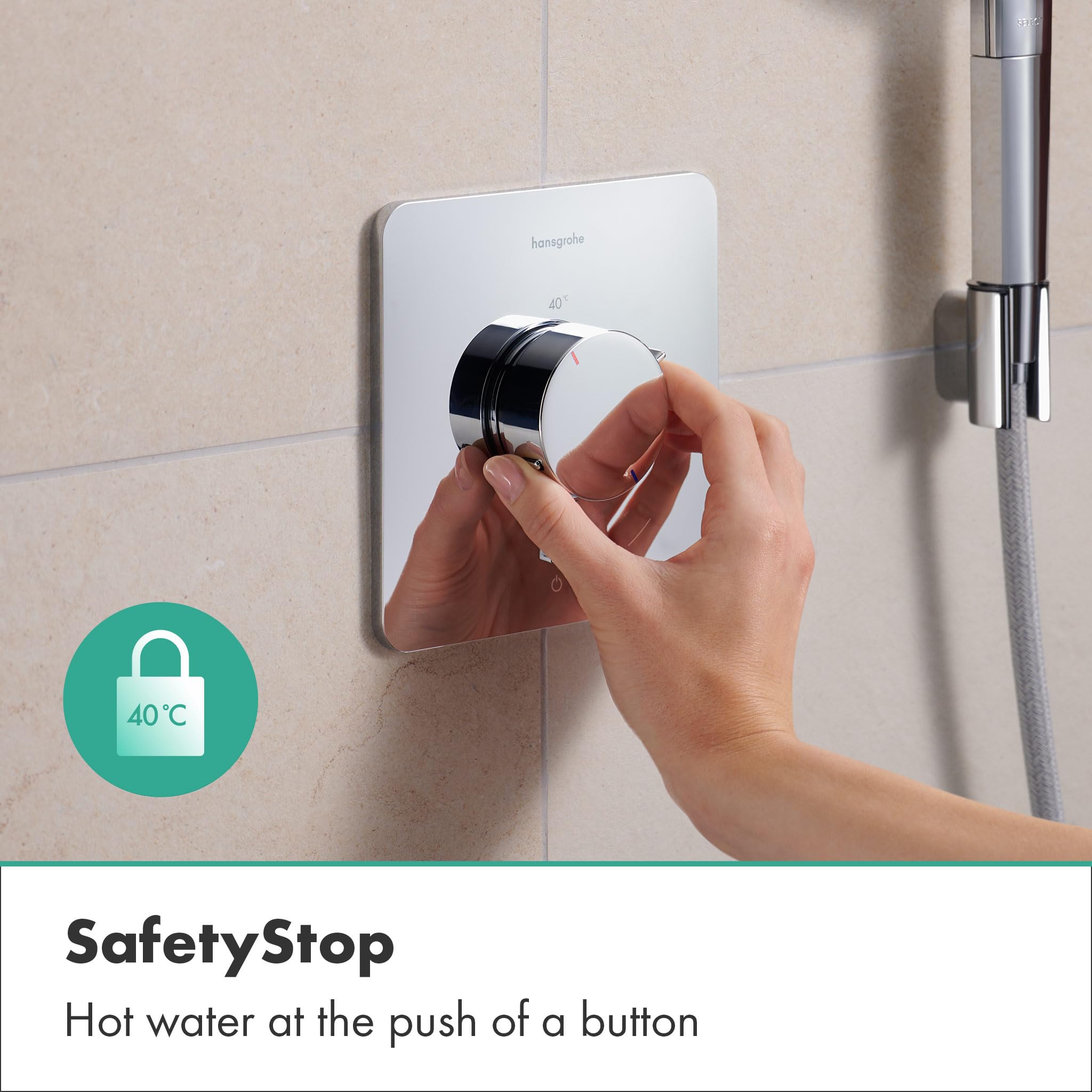 hansgrohe Ecostat Comfort Q - bateria termostatyczna podtynkowa, armatura łazienkowa z zabezpieczeniem przy 40 °C, termostat, kran do 1 odbiornika, chrom, 33712000