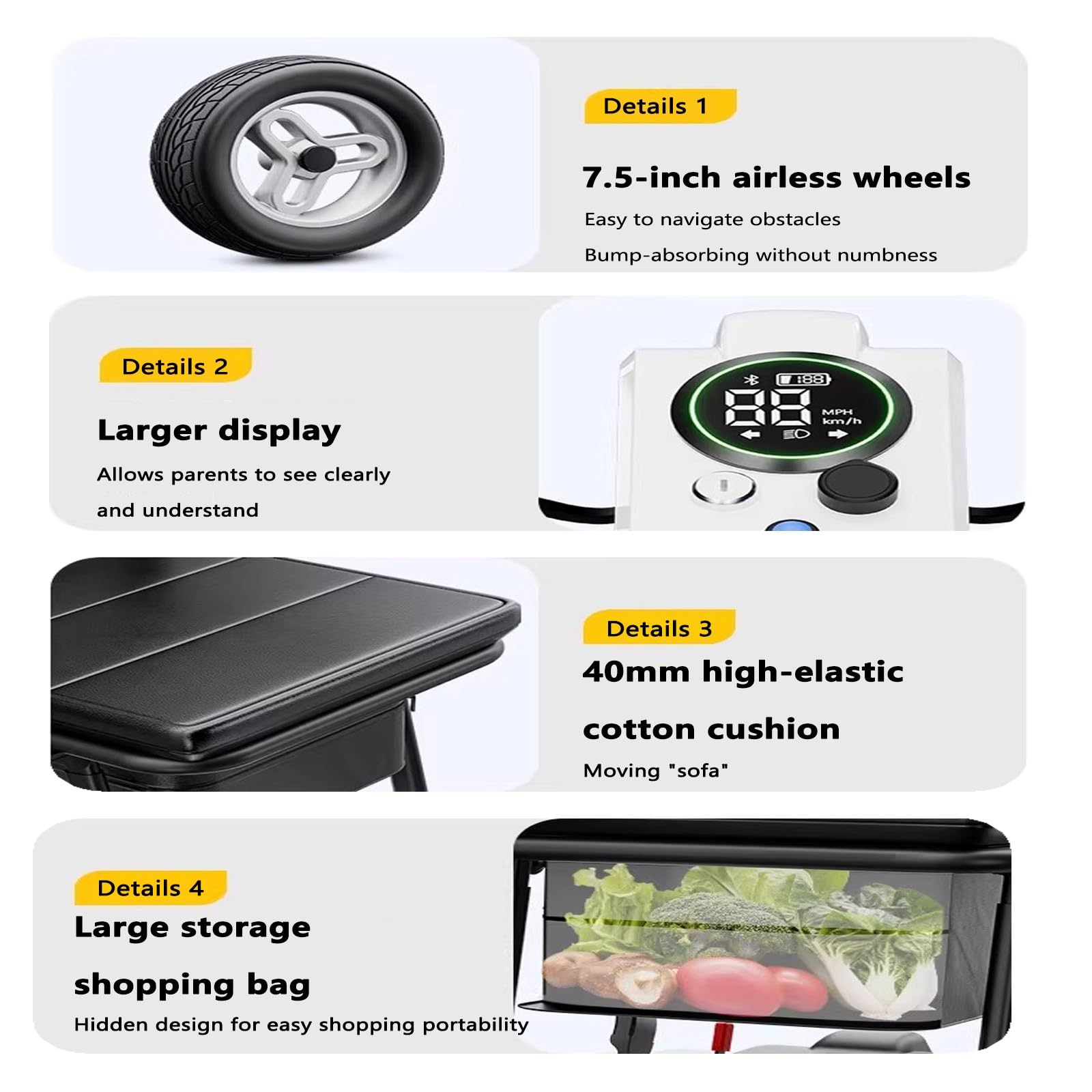 Scooter De Movilidad De 4 Ruedas,Ligero,con Sistema De Frenado Electromagnético Y Motor Sin Escobillas De 205 W. Ideal para Personas Mayores Y Discapacitadas.