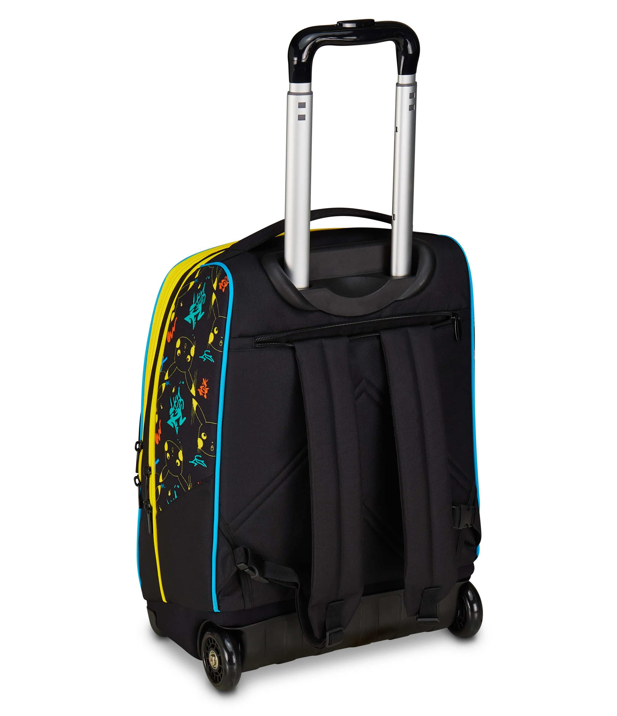 Seven Pokémon Big Trolley École Fixe Noir, 2 en 1, Double Usage, Trolley et Sac à dos, Sac à dos école primaire, enfant, Noir, Taglia unica, Décontracté