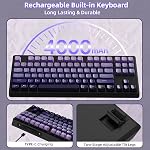 ZIYOU LANG M87 Wireless Gaming Keyboard Mechanical Feel Silent RGB Backlit Bluetooth/2.4Ghz Dual Mode PBT Gradient Keycaps Ergonomic Design 75% Compact Keyboard for MAC/Win/PC-Purple