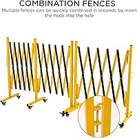 Vista 6 de TECSPACE Barricada de metal expandible industrial, tamaño de expansión 8.2 pies, amarillo y negro, Barricada de seguridad de acero duradero