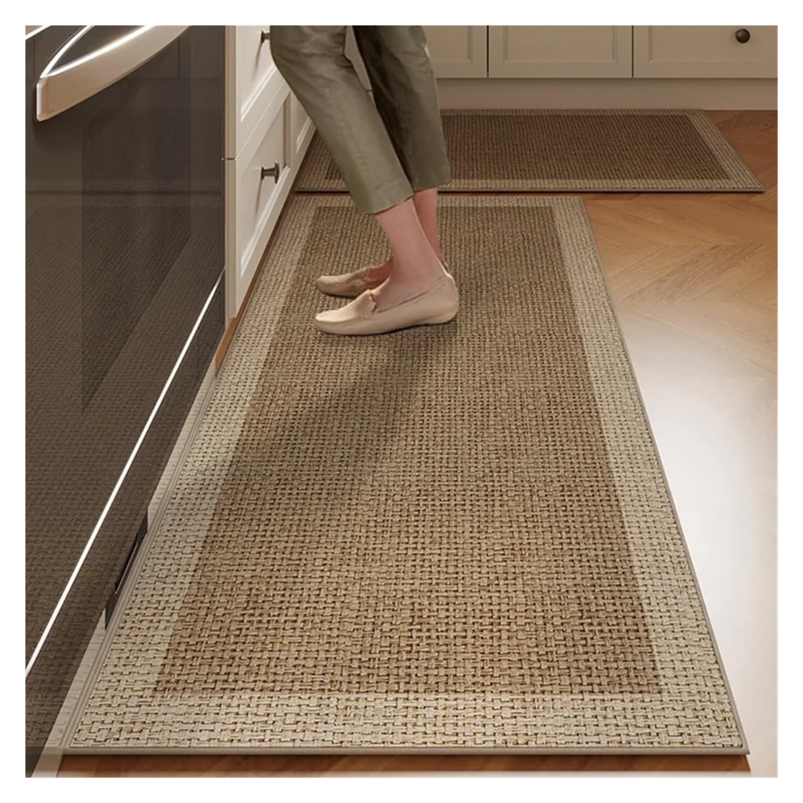 Tapis de cuisine effet lin marron pour une décoration de maison chaleureuse