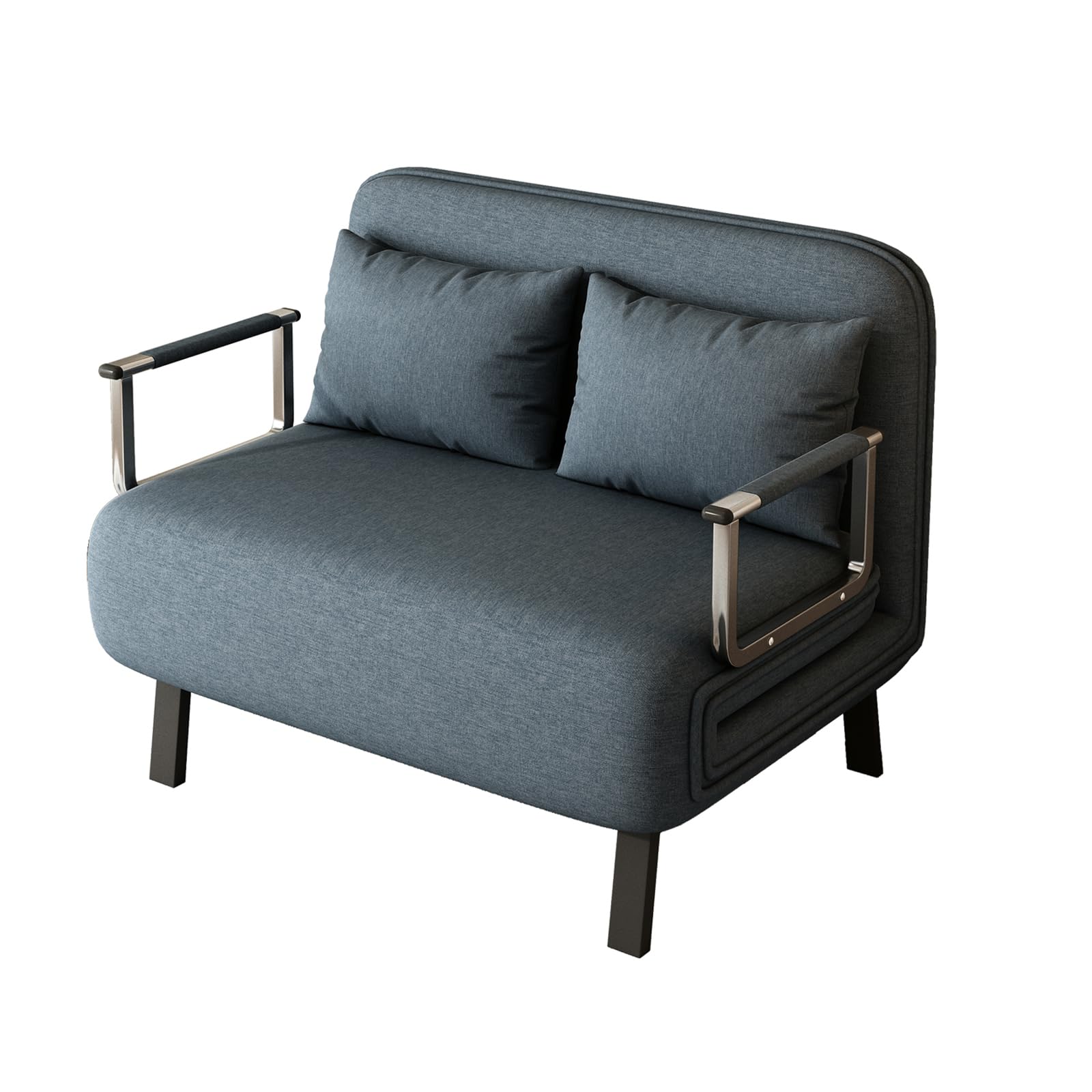 39″ Convertible Chair Bed, Tri-Fold Sofa Bed with Adjustable Backrest & Pillow, Leisure Chaise Lounge Couch with Sturdy Steel Frame for Home & Office, Comfortable Sleeper Chair