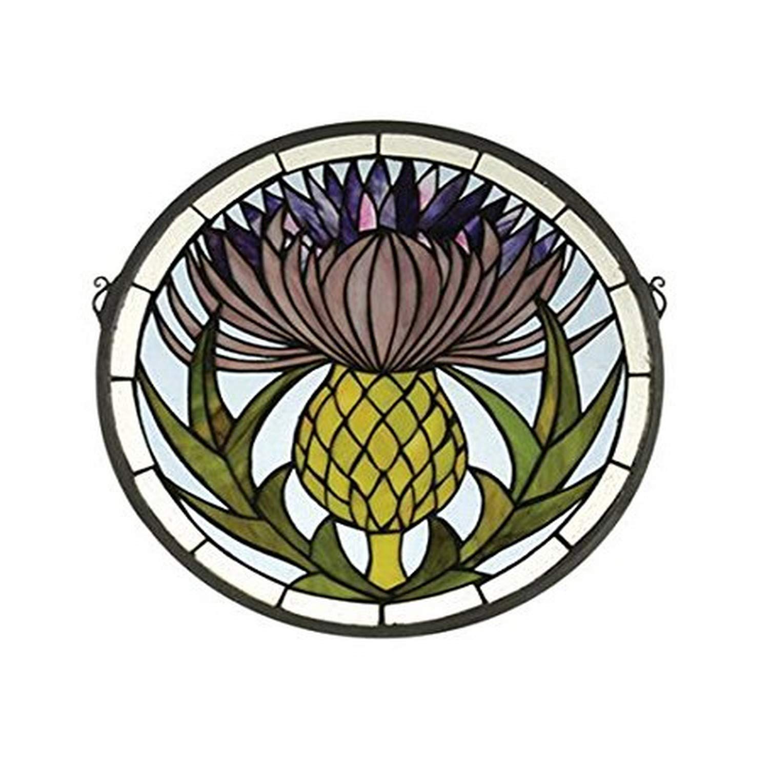 Meyda Tiffany 28436 Thistle Medallion Stained Glass Window, 17
