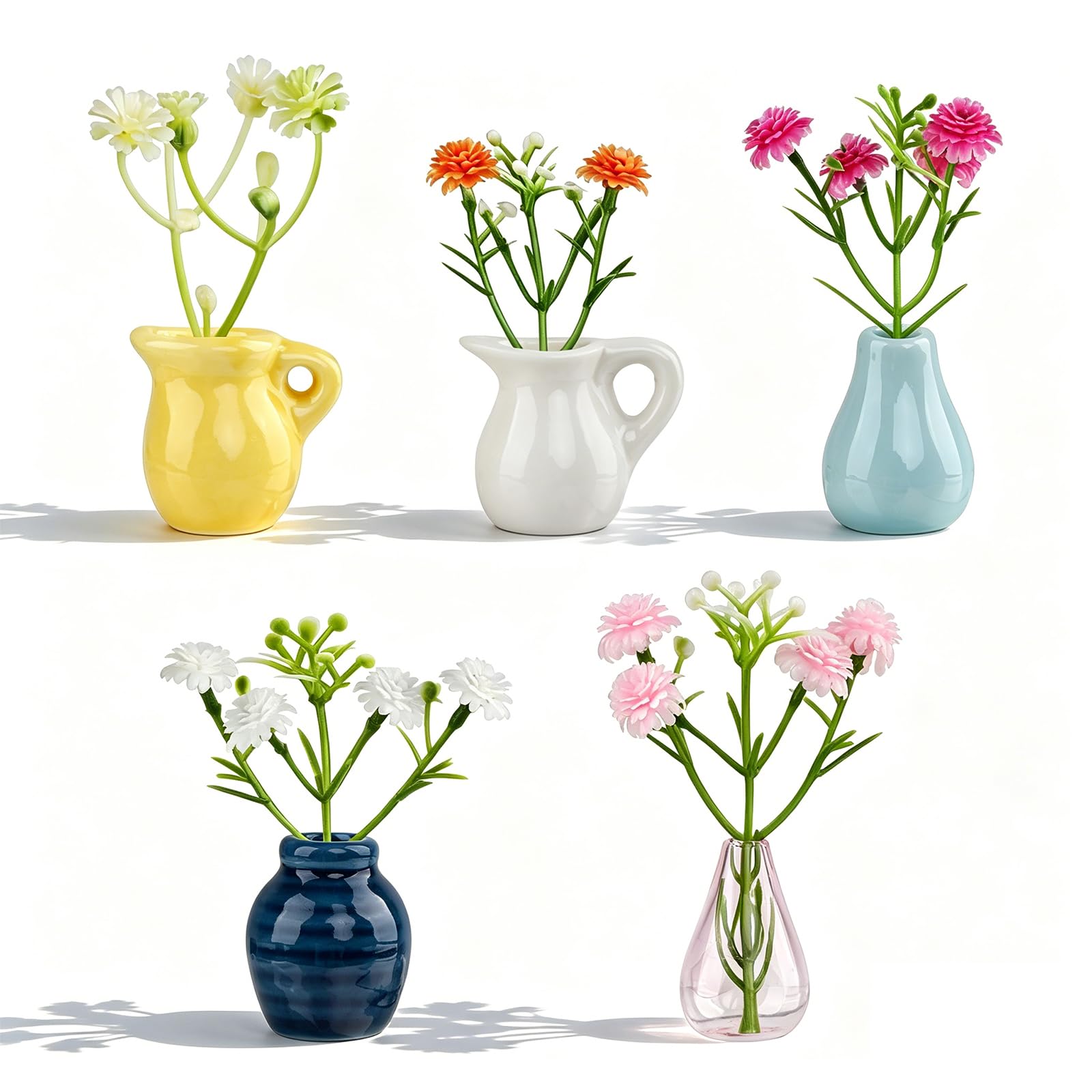 Aimants de réfrigérateur anti-rayures : 5 mini fleurs céramique pour vos notes