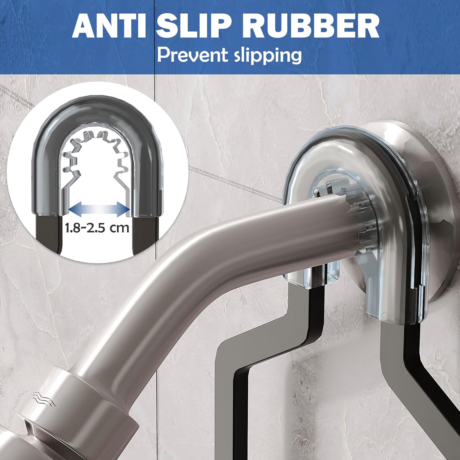 Aluminum Shower Caddy Hanging for Handheld Showerheads, Never Rust Shower Organizer with Hooks Holder Toothbrush Holder，Over Showerhead Caddy for Bathroom, Black