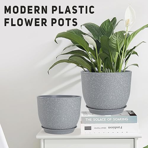 Vista 16 de Macetas de 12/10/9 pulgadas, juego de 3, macetas con agujeros de drenaje de malla múltiple, macetas grandes para plantas y flores de jardín de Negro