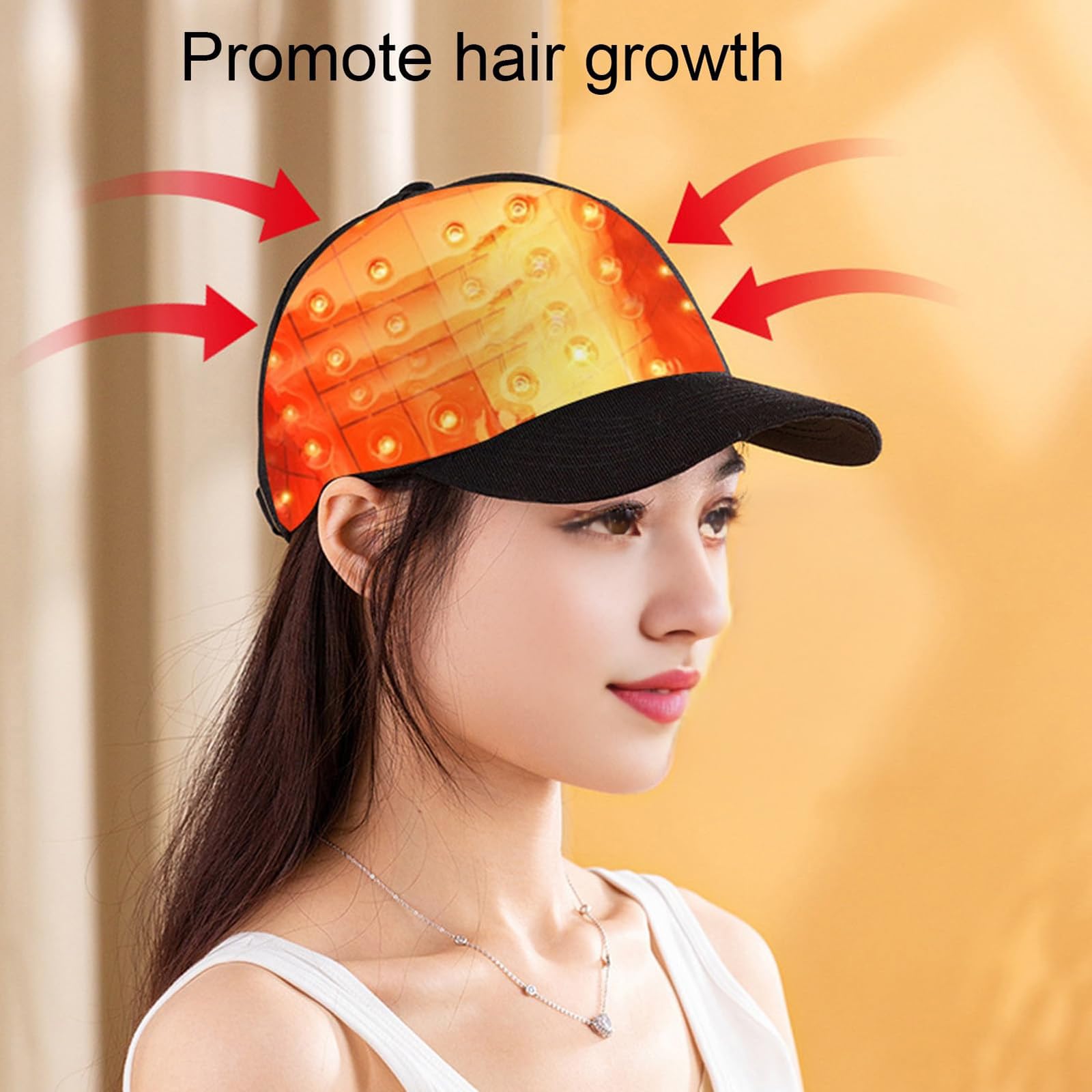Gorro para El Crecimiento del Cabello (48 Led), Gorro para El Crecimiento del Cabello con Luz Roja Y Azul, 4 Modos, Control De Aceite, Promueve El Crecimiento RáPido del Cabello
