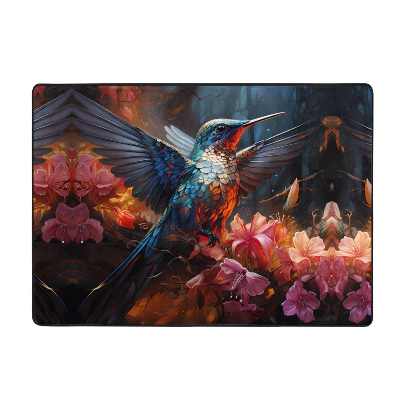 Tapis colibri flanelle grand tapis décoratif salon chambre 203x147 cm