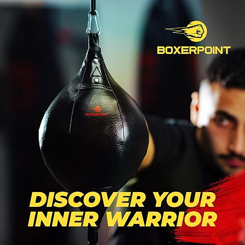 Miniatura 2 de Boxerpoint Kit de saco de boxeo de doble extremo  Cuero sintético, cables ajustables 2x41, envolturas de mano, bolsa de transporte e instalación