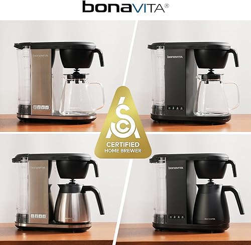 Miniatura 7 de Bonavita Enthusiast - Cafetera de goteo de 8 tazas, para verter encima, cafetera certificada SCA con jarra de vidrio, panel de acero inoxidable,