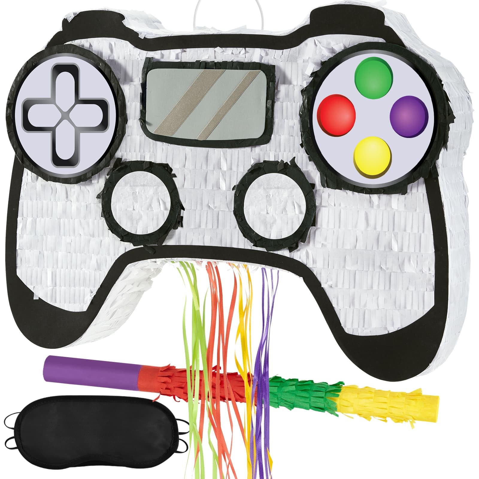 WERNNSAI Videospiel Pinata - Game Geburtstag Pinata Deko Junge Kinder Gaming Piñata mit Stock Augenbinde Kordelzug Gamer Geburtstagsparty Dekoration Gaming Spieleabend Party Piñata Spiele