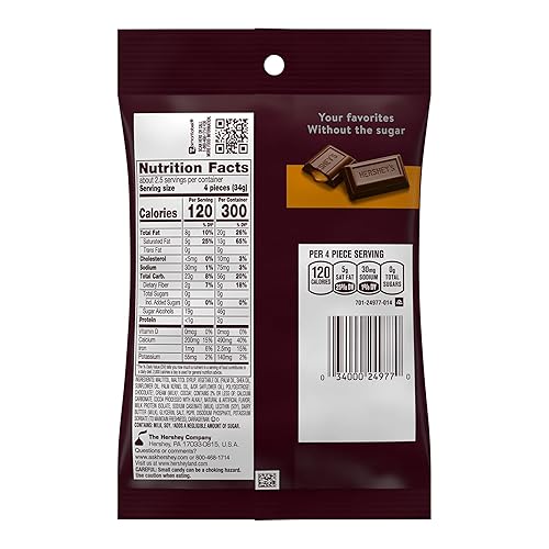 Miniatura 2 de Caramelo de leche relleno de chocolate Hershey's, sin azúcar, bolsa de 3 onzas (paquete de 12)