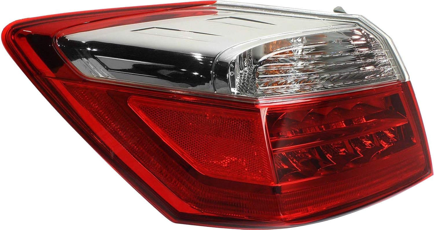 Evan Fischer Driver Side Outer Tail Light Assembly Compatible with 2013-2015 Honda Accord Sedan With Bulb