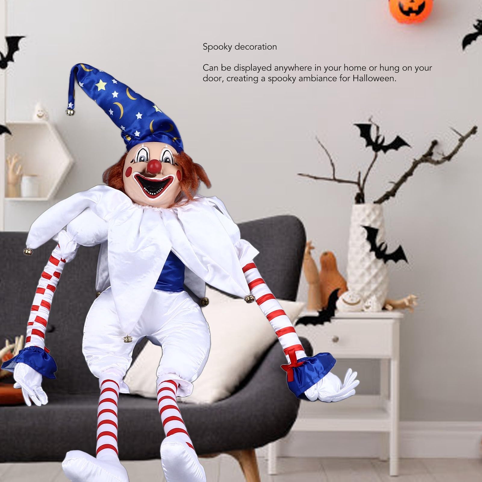 Amazon.co.jp: ハロウィン人形、怖い不気味な人形怖いピエロの装飾 
