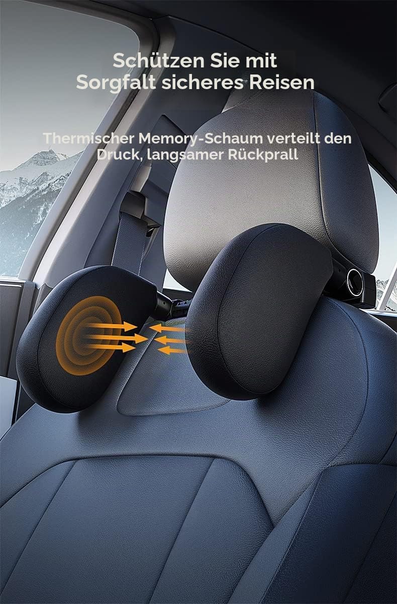 nackenkissen kinder kopfstütze auto kinder Schnelle Montage und Demontage in 1 Minute Atmungsaktiv und weich Stützt Kopf und Nacken Travel Sleep Seitenkissen für Erwachsene (Schwarz)
