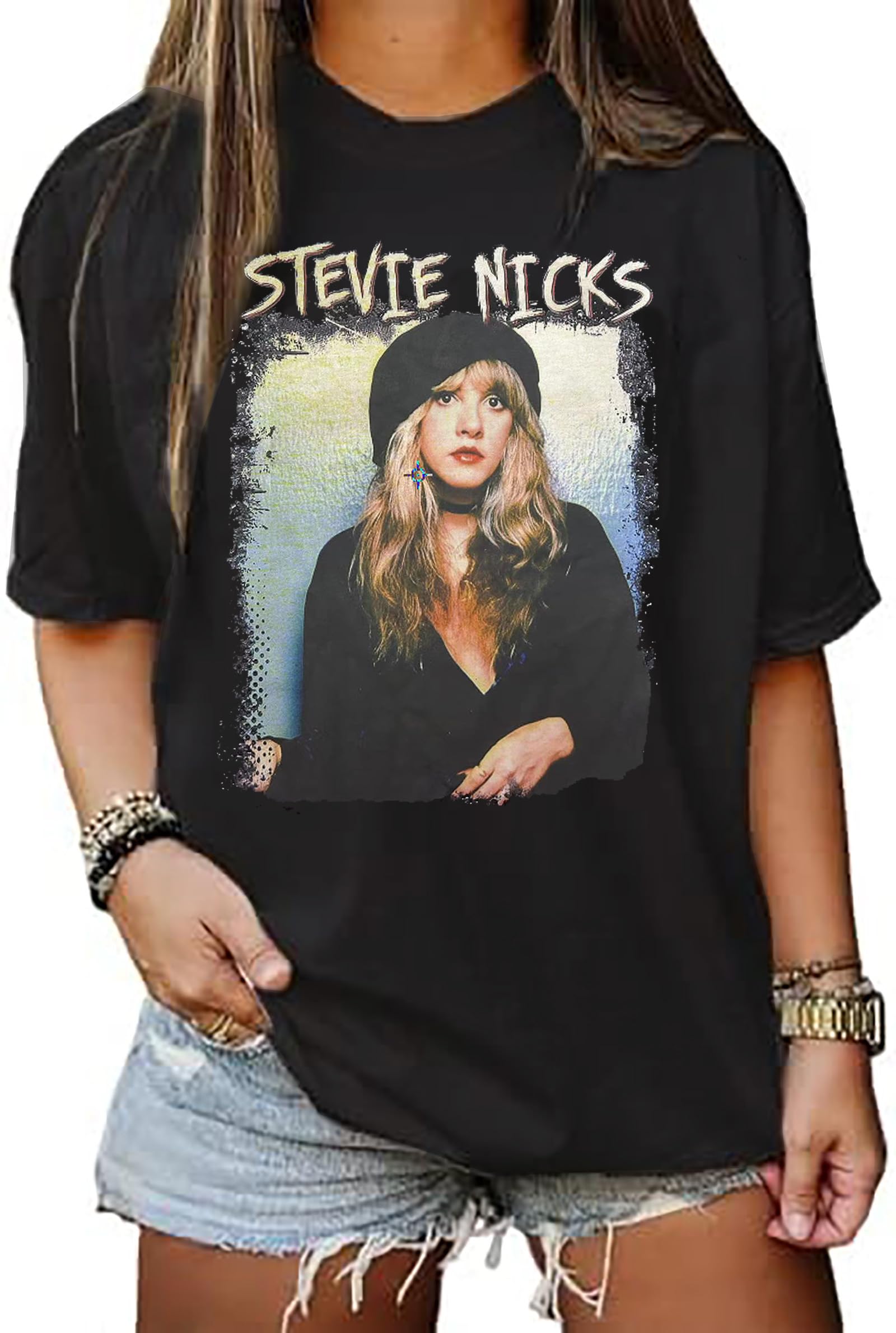 SusongethVintage Rock Music Oversized Shirt Women Retro 90s Rock Band Graphic Tees Country Concet T Shirts Tops