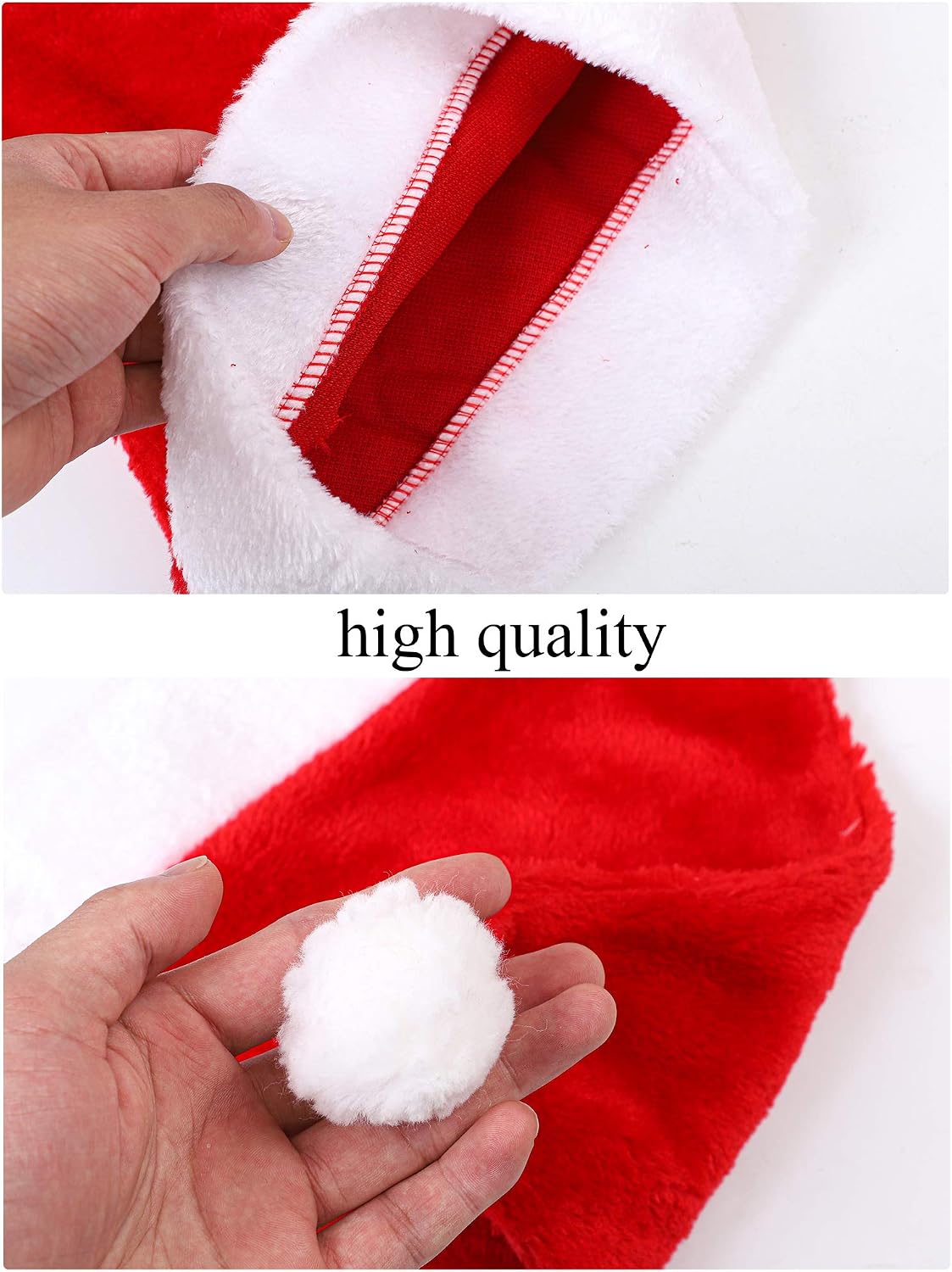 Aneco 8 Pack Christmas Hats Red Plush with White Cuffs Plush Fabric Santa Hat for Christmas Costume Party and Holiday Event