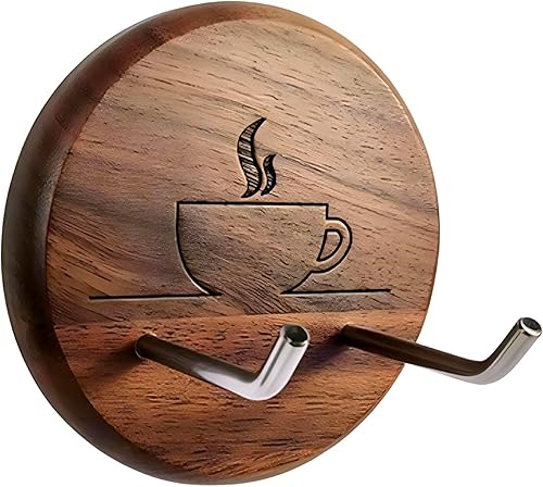 Soporte para portafiltros montado en la pared, estante de pared de nogal, organizador de estación de espresso premium, accesorios para máquina de