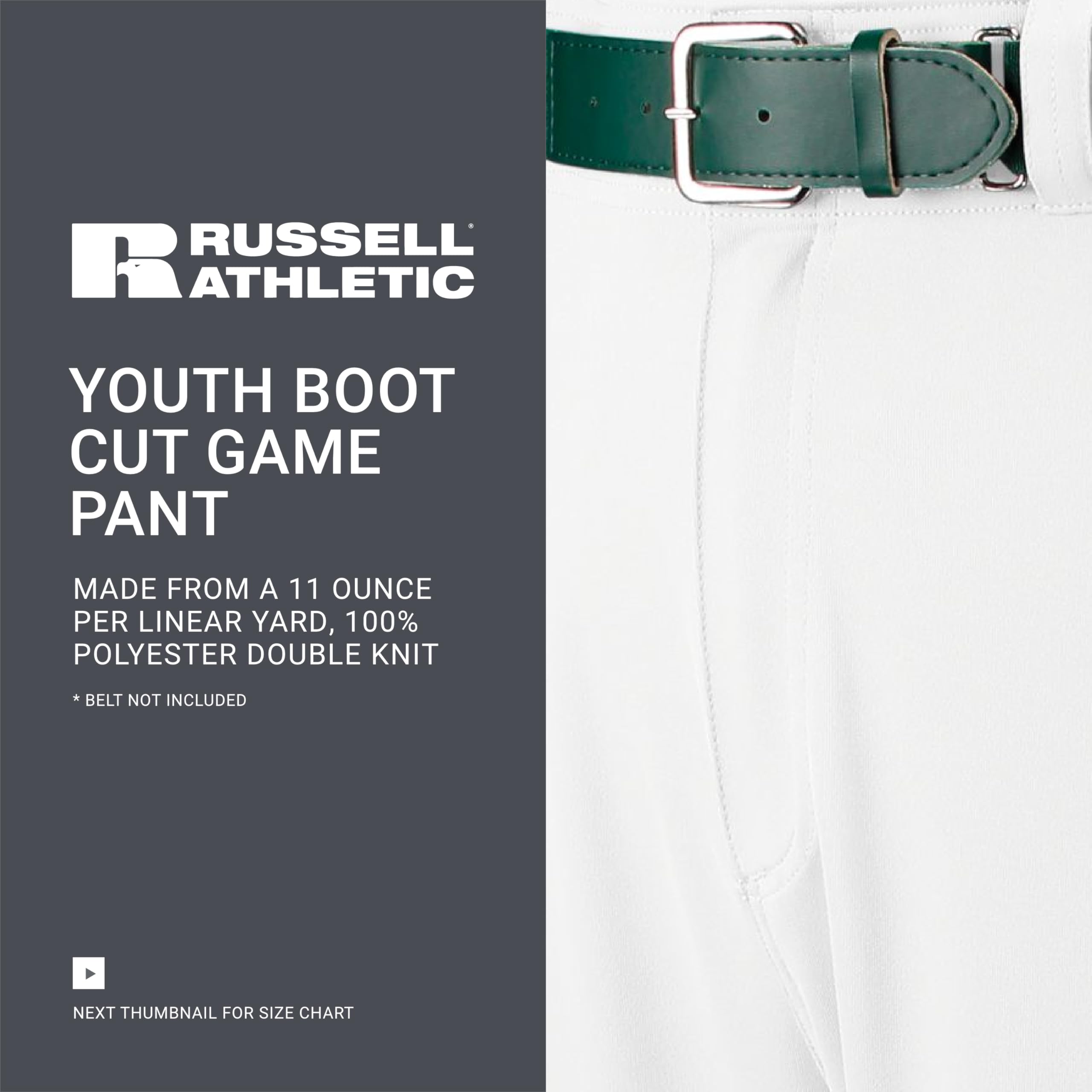 Russell Athletic Youth Boot Cut Game Pant Reinforced Knees Durable Stretch Fabric
