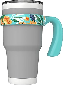 Handle for YETI 30 oz Tumbler, Blue Handle with Flower Pattern, 1 Pack