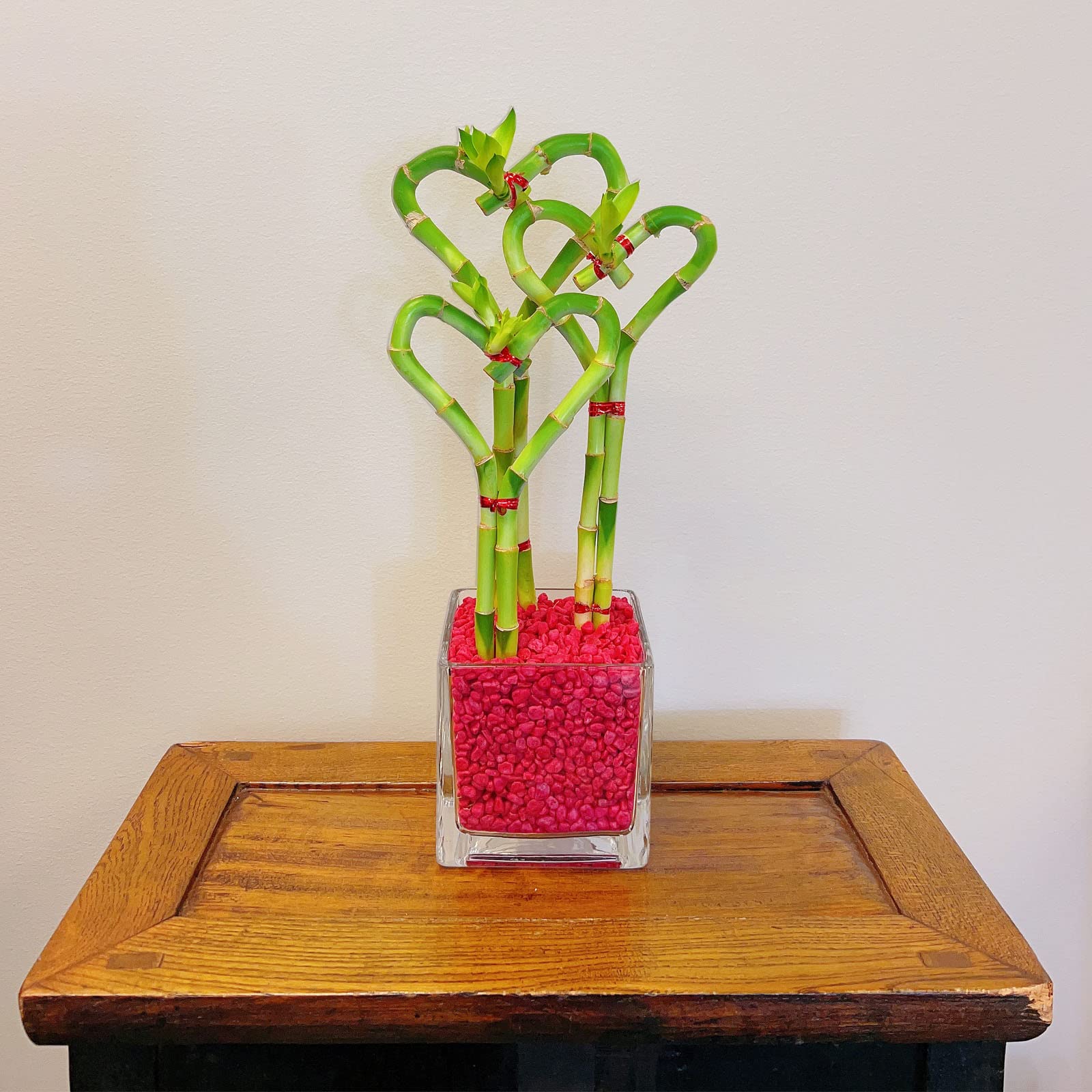 花瓶 花器 フラワーベース アレンジメント 観葉植物　バンブー Amazon.co.jp: Athena's Garden 3つのハート ラッキーバンブーの