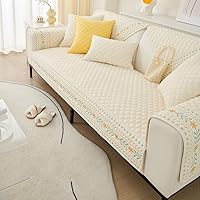Vista 4 de vctops Funda acolchada de algodón para sofá, funda de sofá modular con bordado floral de granja, antideslizante, lavable, protector de muebles