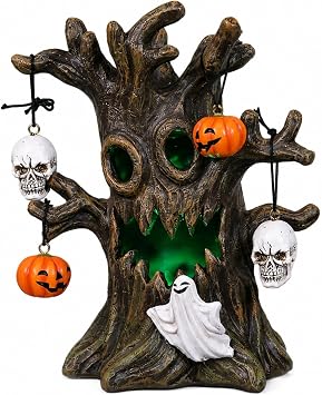 Halloween Spooky Lighted Tree Decoration, Color Changing LED Ghost Tree, Battery OperatedBattery Not Included Scary Tree Decor with Glowing Face, Creepy Decor for Indoor Party Home