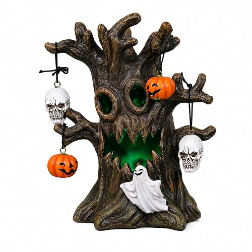 Halloween Spooky Lighted Tree Decoration, Color Changing LED Ghost Tree,