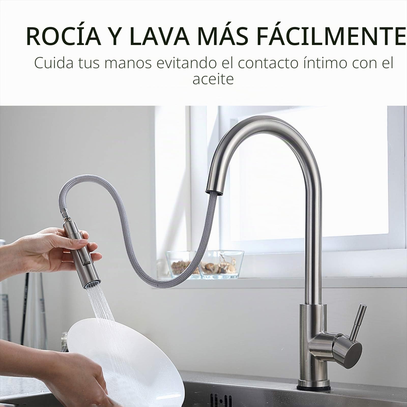 Gx Grifo De Cocina Con Sensor Táctil, Inducción Grifo De Fregadero Giratorio a 360°, Con Ducha Extraíble - 2 Modos De Rociador, Latón Monomando Mezclador De Fregadero, Para Agua Caliente Y Fría, Negro