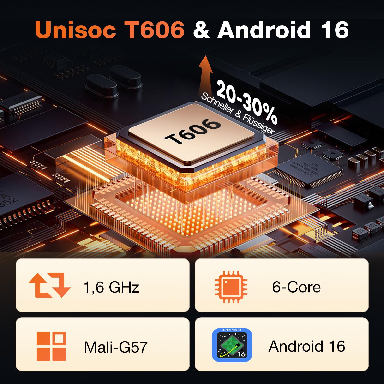 Android 16 Tablet 10 Zoll mit Tastatur, Maus & Stift, Unisoc T606 CPU, 26 GB RAM + 128 GB ROM + 1 TB TF, 1280x800 HD IPS-Display, Duale Kamera, 7000 mAh, WiFi 6, BT 5.0, Widevine L1, GPS (Grau Hülle)