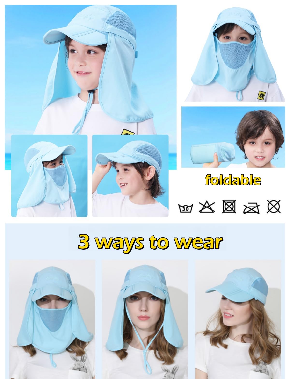 Sombrero de pesca con protección solar para hombre, mujer, niños, safari, de secado rápido, Cielo Naturaleza 5