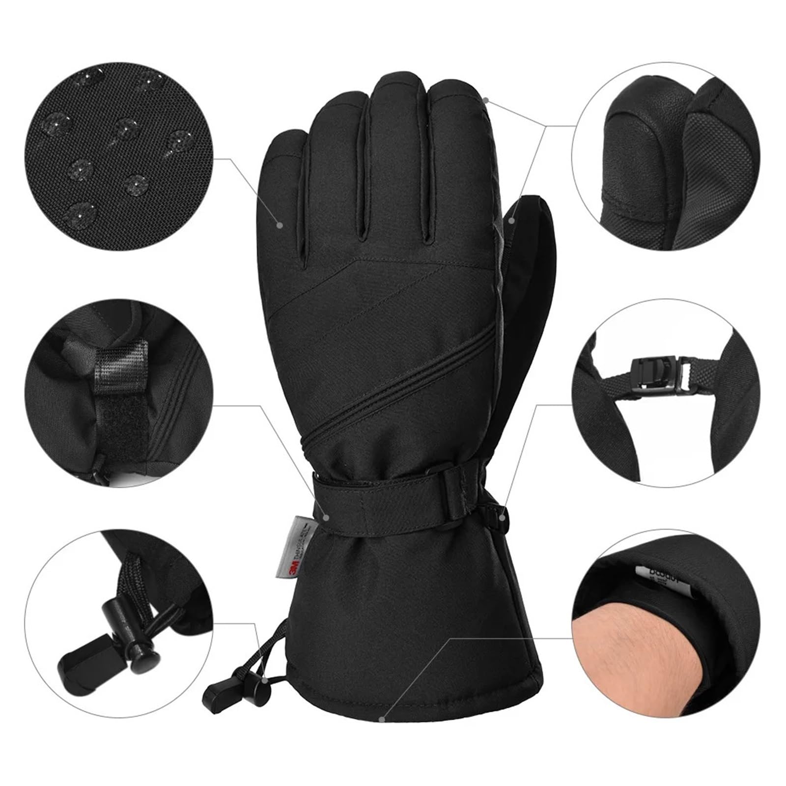 Guanti Da Sci Guanti da sci e snowboard impermeabili, touchscreen, guanti da esterno, neve e moto