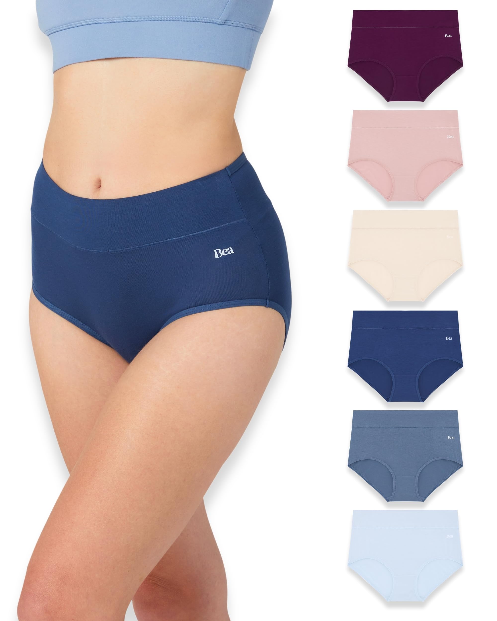 BEA Pack de 6 Bragas Altas de Mujer de Bambú - Braga Faja Reductora Supersuave, Transpirable y con Ligero Efecto Moldeador del Abdomen