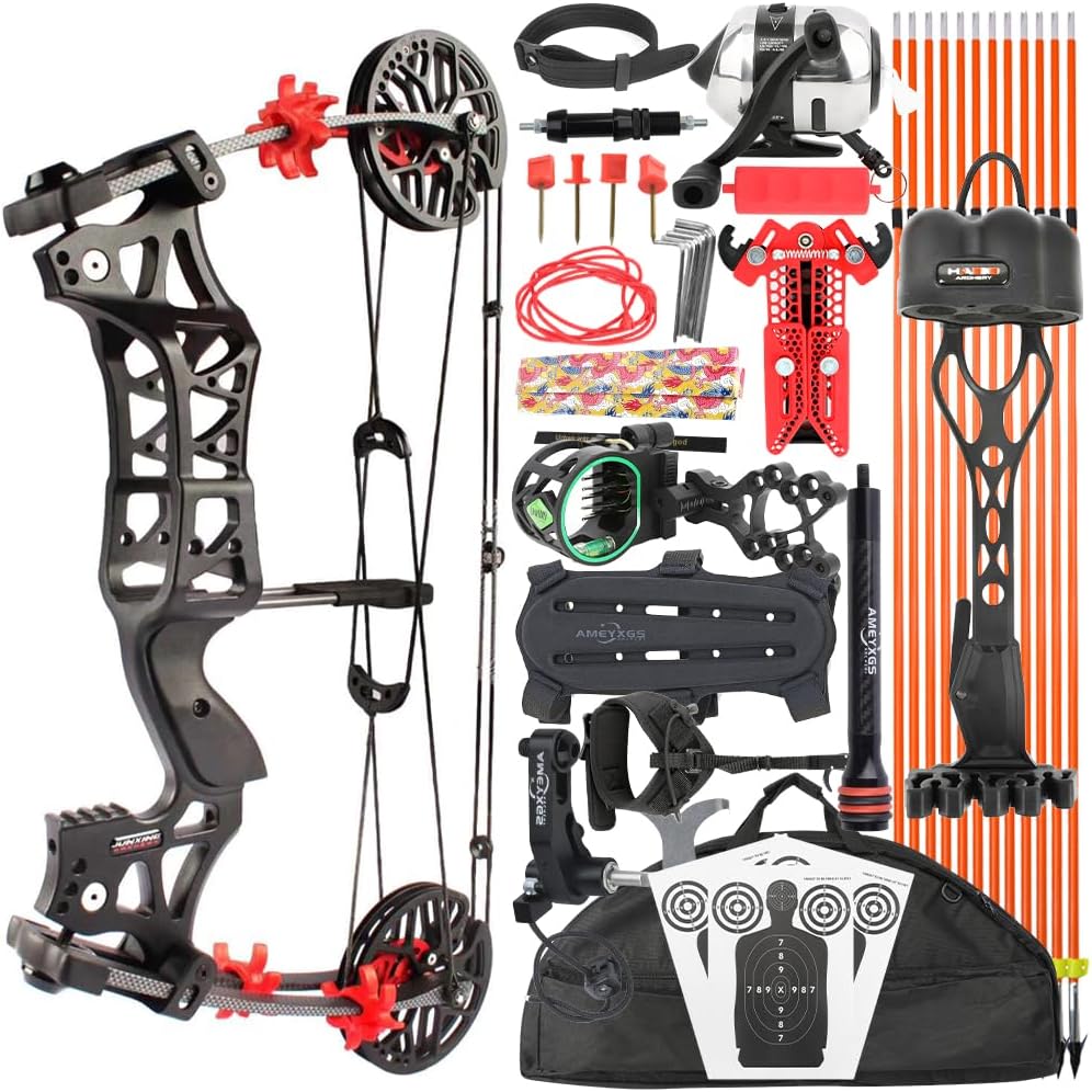 Archery Dual-Purpose Compound Bow 30-60 lbs Adjustable Draw Weight for Hunting Fishing & Target Shooting