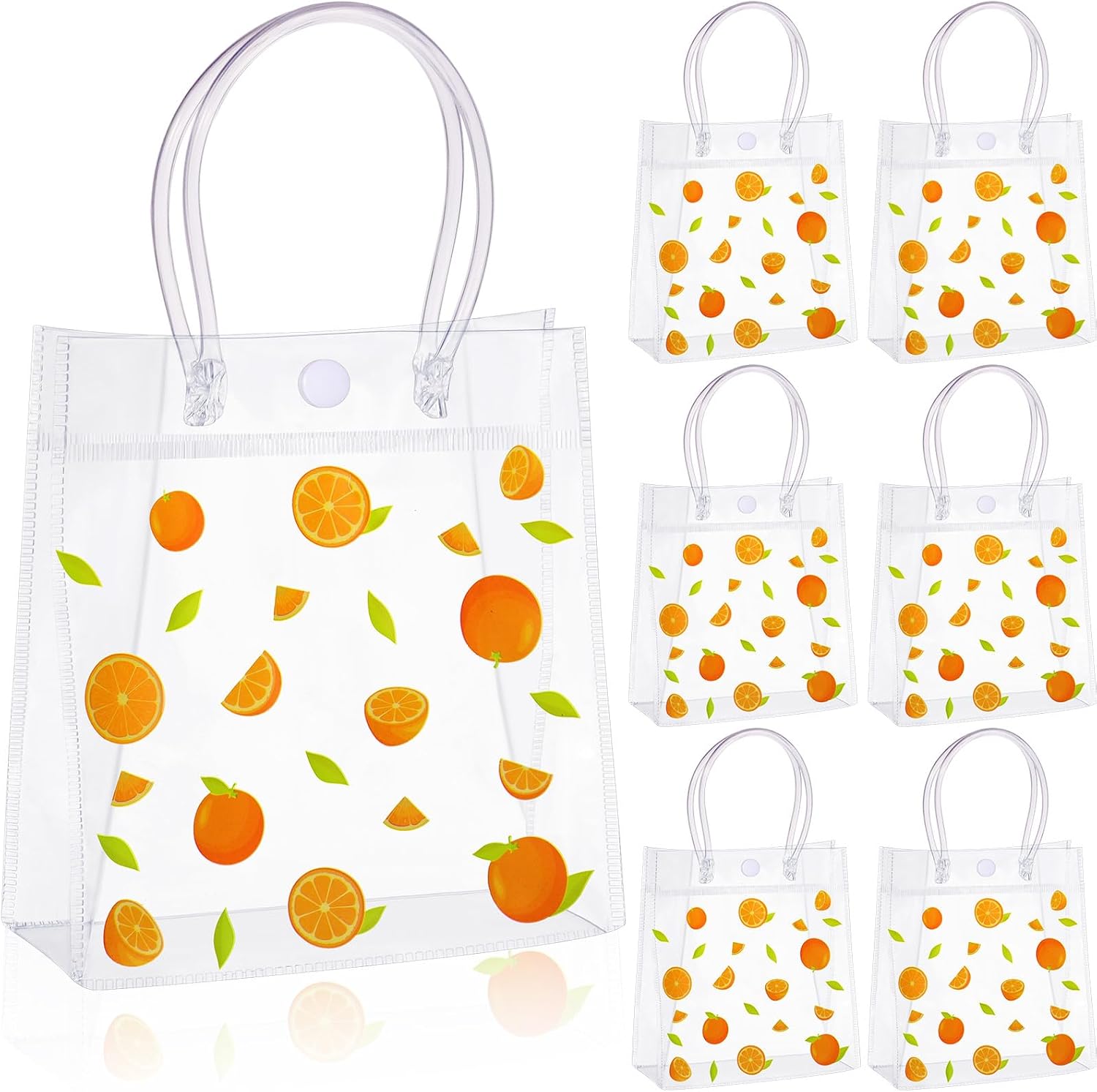 Sweetude 24 Pcs Orange Bags Orange Bag PVC Clear Tote with Handles
