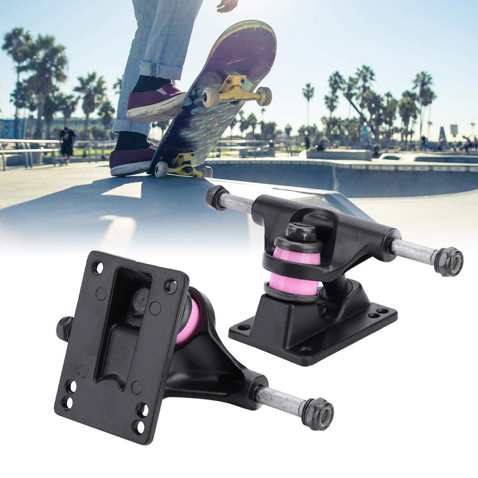 Jenngaoo 2pcs Skateboard Trucks Combo 3.25Inch Ruedas Abec Longboard Skatebaord Accesorio Todo en Uno Skate T-Tool (negro)