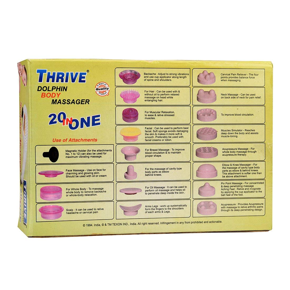 Thrive (TI-211) 1 Body Masser Multicol in Electric Professional 20 Corded Professional Magnetic | Powerful handheld vibrators for back pain with multiple speed settings Thrive (TI-211) 1 Body Masser Multicol in Electric Professional 20 Corded Professional Magnetic | Powerful handheld vibrators for back pain with multiple speed settings
