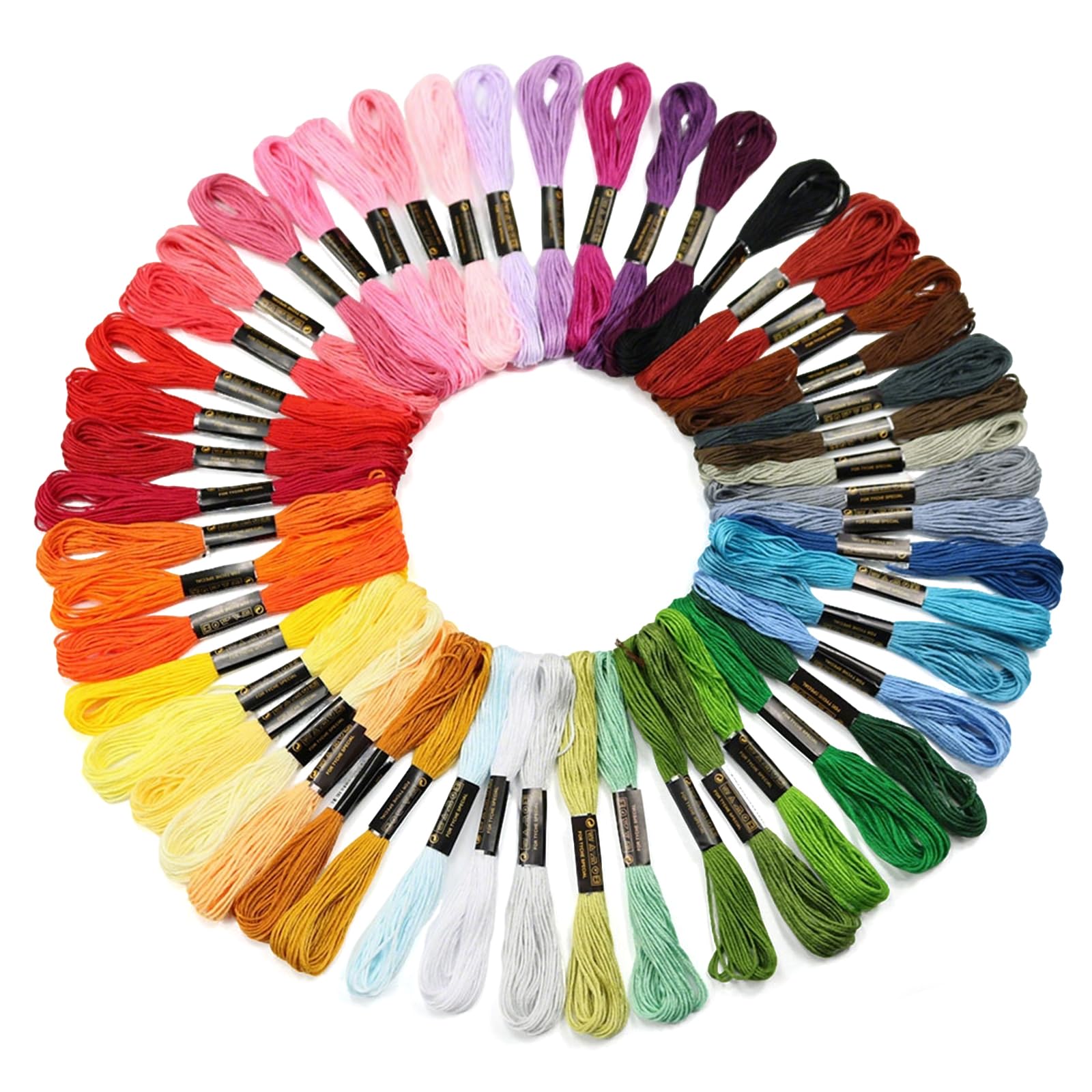 Yeeliv Embroidery Threads for Cross Stitch, 50 Colours, 8m, Polyester-Cotton, DIY Crafts and Friendship Bracelet Making