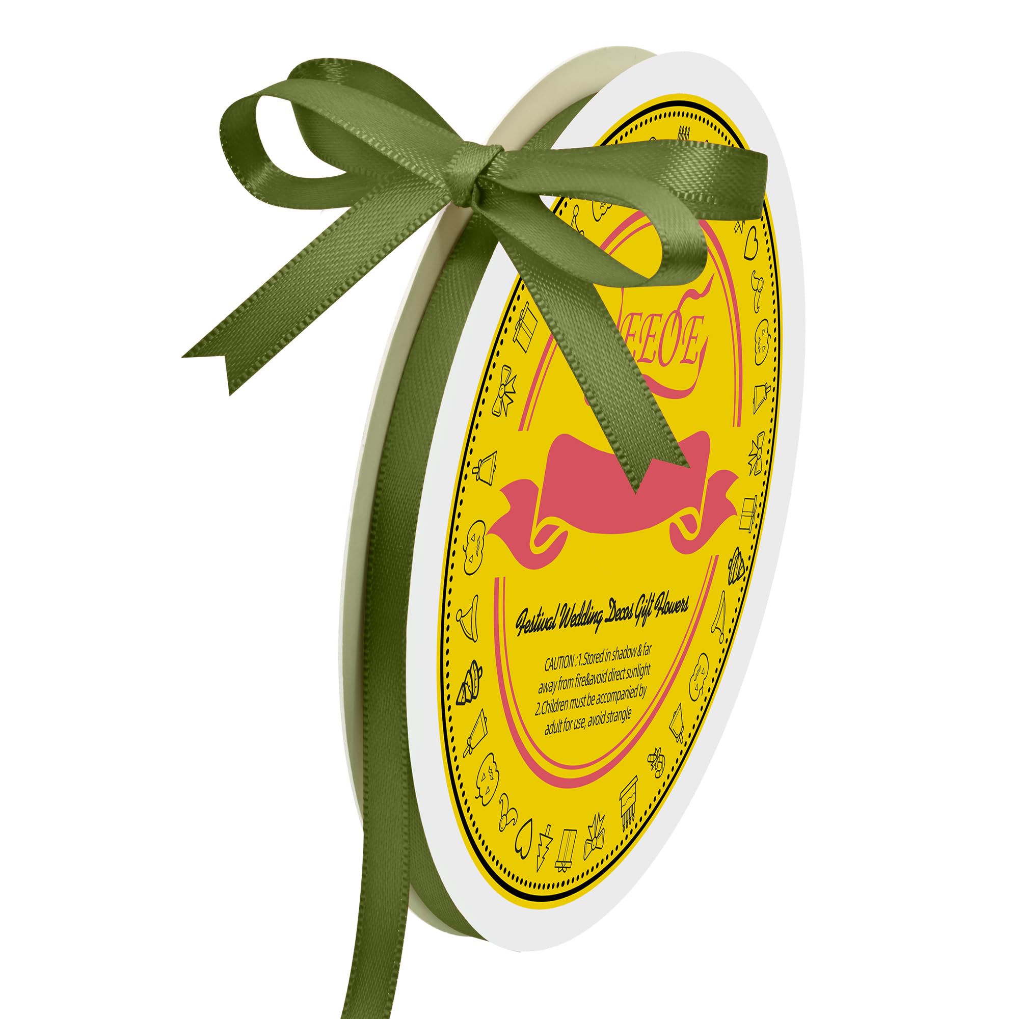 Double Face Moss Satin Ribbon 1/4 inch X 50 Yards Polyester Moss Ribbon for Gift Wrapping Very Suitable for Weddings Party Hair Bow Invitation Decorations and More