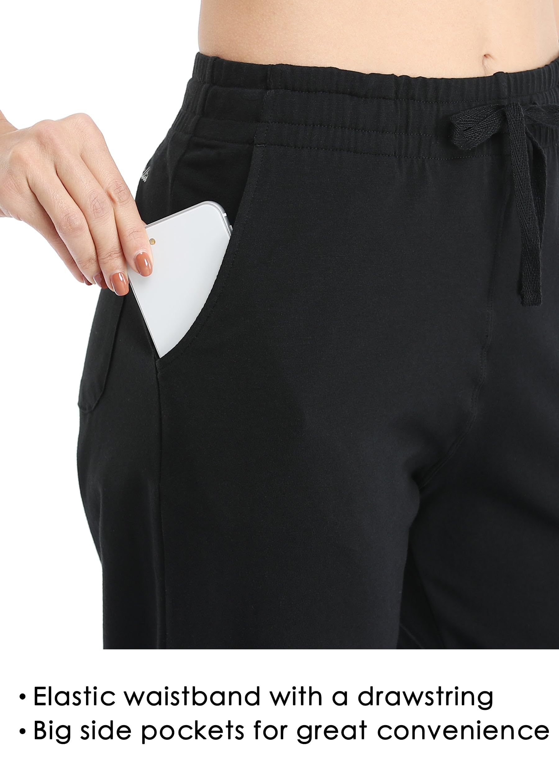 WILLIT Damen Shorts Bermuda Baumwolle Kurze Hose Sporthose Sommer Yogahose Fitness Knielange Sweatshorts für Laufen Workout 10" mit Taschen