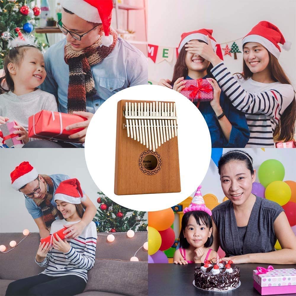 Kalimba 17 tasti Thumb Piano, Strumento per pianoforte a pollice in mogano, Portatile Professionale Pianoforte, con Accessori e Istruzione e martello