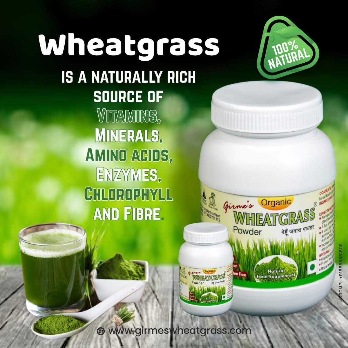 Buy Now Girme’s Organicwheatgrass Powder – 100G Each Bottle (Pack Of...