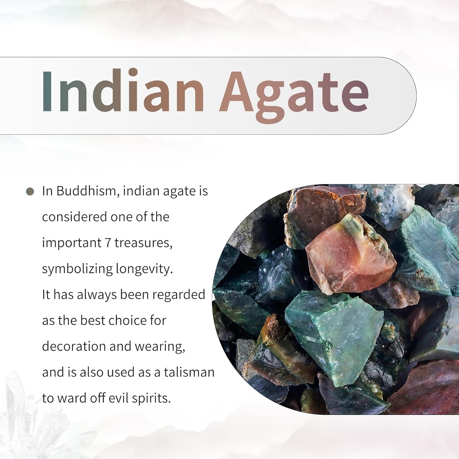 TUMBEELLUWA Stone Bead for Jewelry Making, Healing Crystal Large Hole Square Shape Loose Beads Pack of 15,India Agate - Image 4