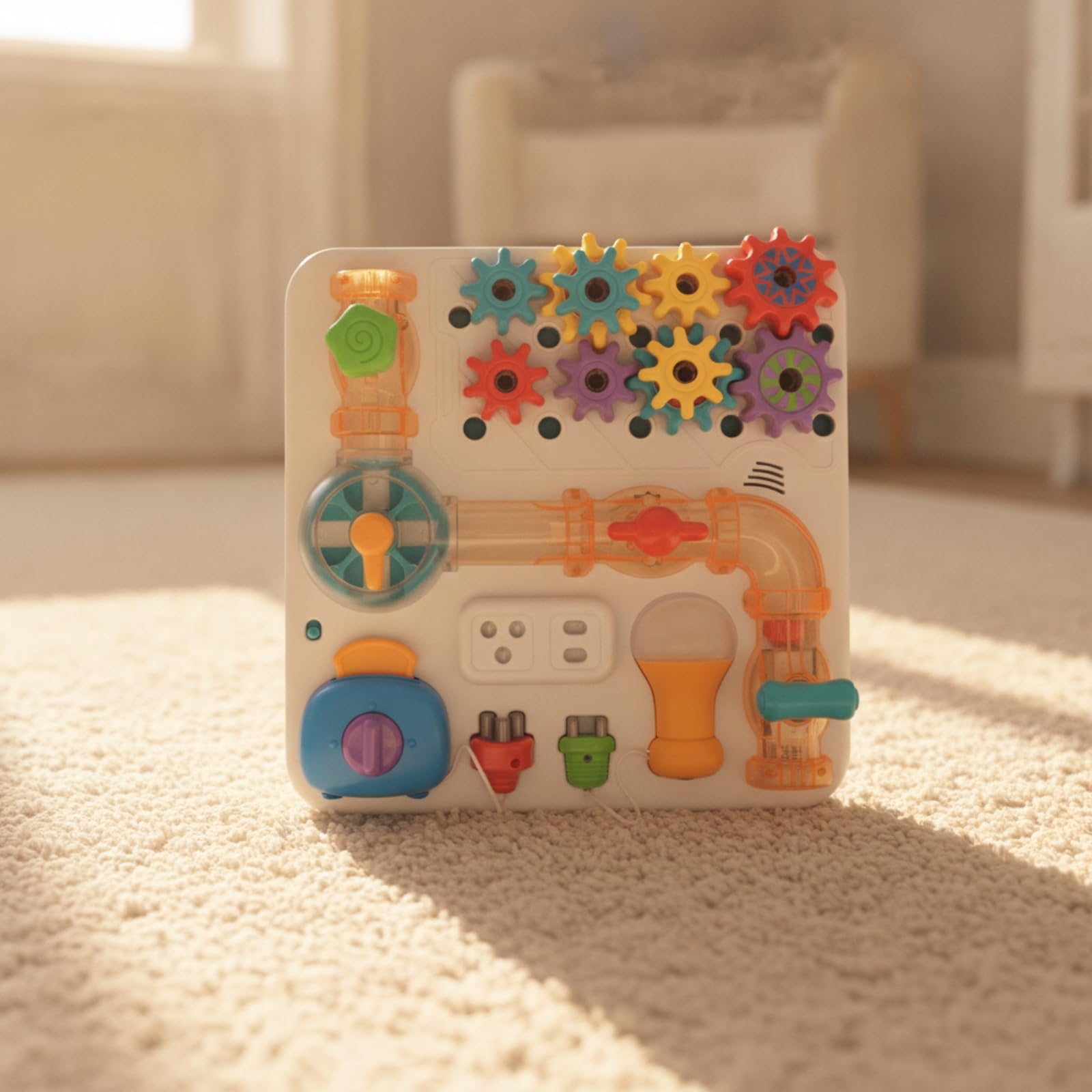 predolo Busy Board per Bambini Interattivo | Ingranaggi da Girare e Premere, Pannello Sensoriale educativo, Giocattolo, per Stanza Giochi, Cameretta, Asilo, Neonati