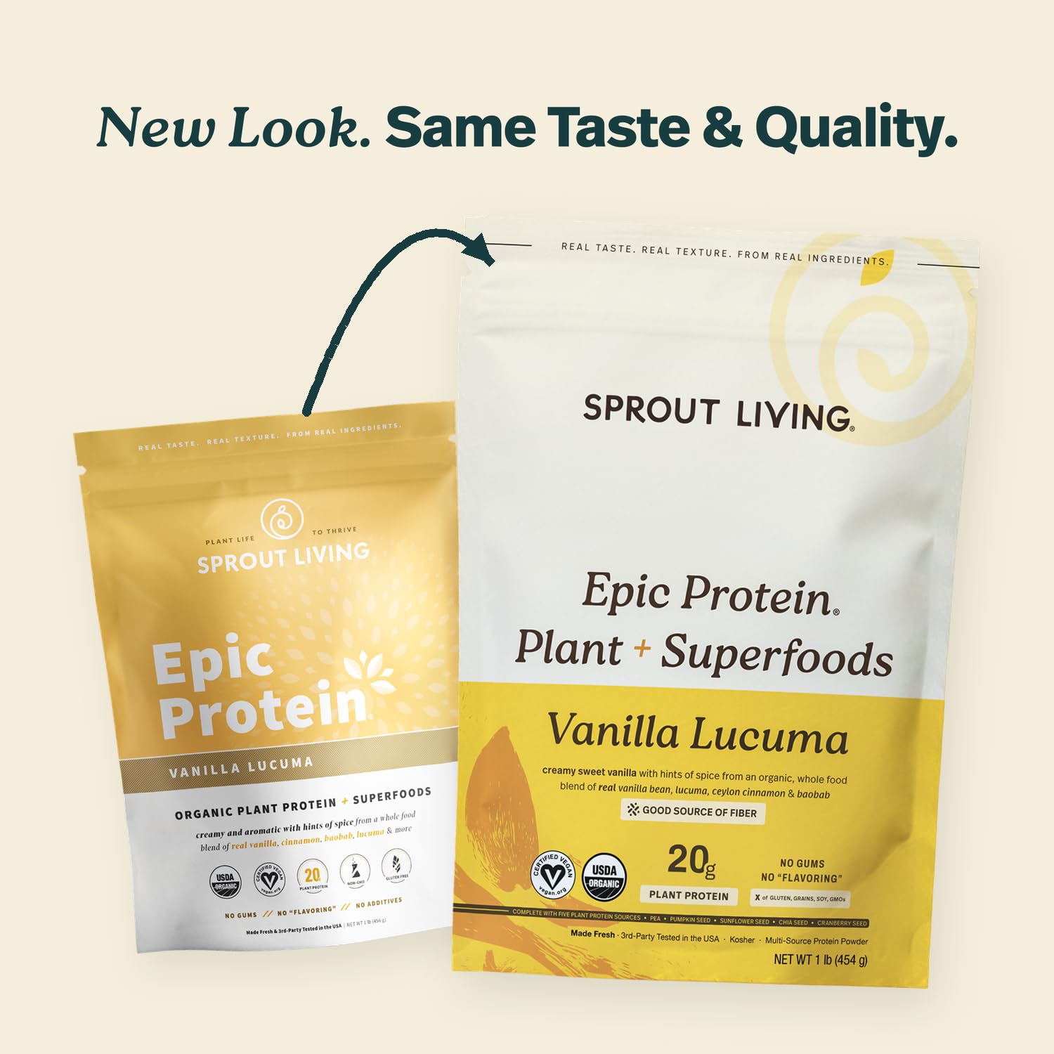 Sprout Living Epic Protein, Plant Based Protein & Superfoods Powder, Vanilla Lucuma Powder | 20 Grams Organic Protein Powder, Vegan, Non Dairy, Non-GMO, Gluten Free, Low Sugar (1 Pound, 12 Servings) — Amazon image 2