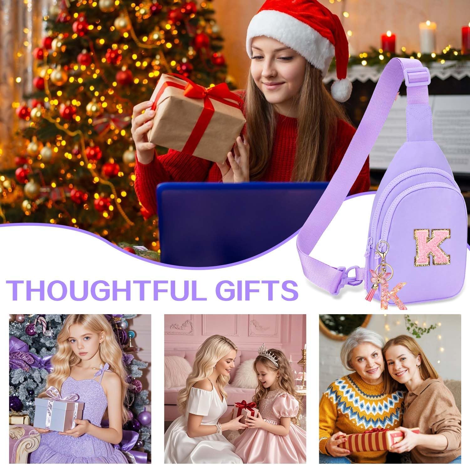 Initial Sling for Teenager Girls Kids - Personalized Belt Bag for Girls Women Fashion Waist Packs Trendy Travel Fanny Pack Crossbody Bags with with Initial Letter Patch Cute Stuff A - Image 7